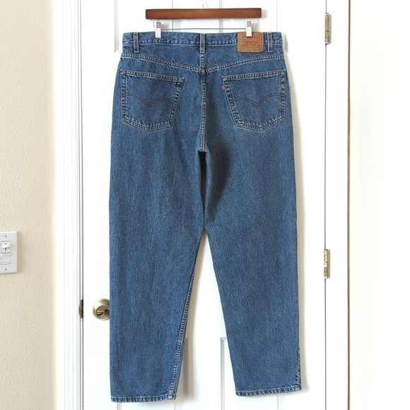 Levi's Y2K Vintage 550 Dark Wash Relaxed Fit Tapered Leg Denim Jeans 40 x 32 - Picture 4 of 15